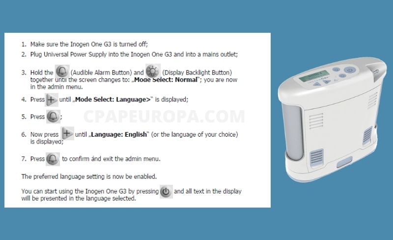 How to change inogen g3 language