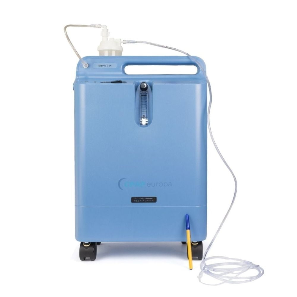 An example of a 5 LPM (litre per minute of pure oxygen) Oxygen Concentrator by Philips Respironics, USA. 
