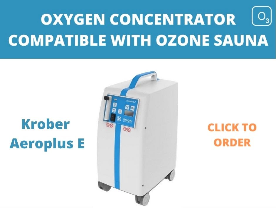 Oxygen concentrator utilized in ozone sauna treatment.