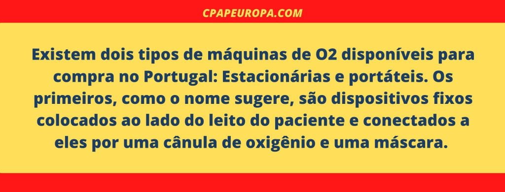 Quantos tipos de concentradores de oxigênio existem no Portugal