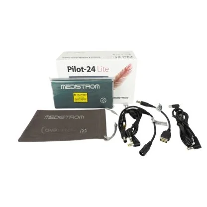 Medistrom Pilot-24 Lite Portable Battery complete set with cables for different CPAP devices